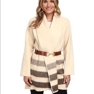 NWT Woolrich Suffolk Striped Double Weave Belted Blanket Coat MSRP $520 Size XS